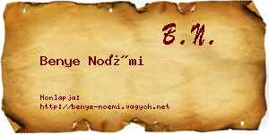 Benye Noémi névjegykártya